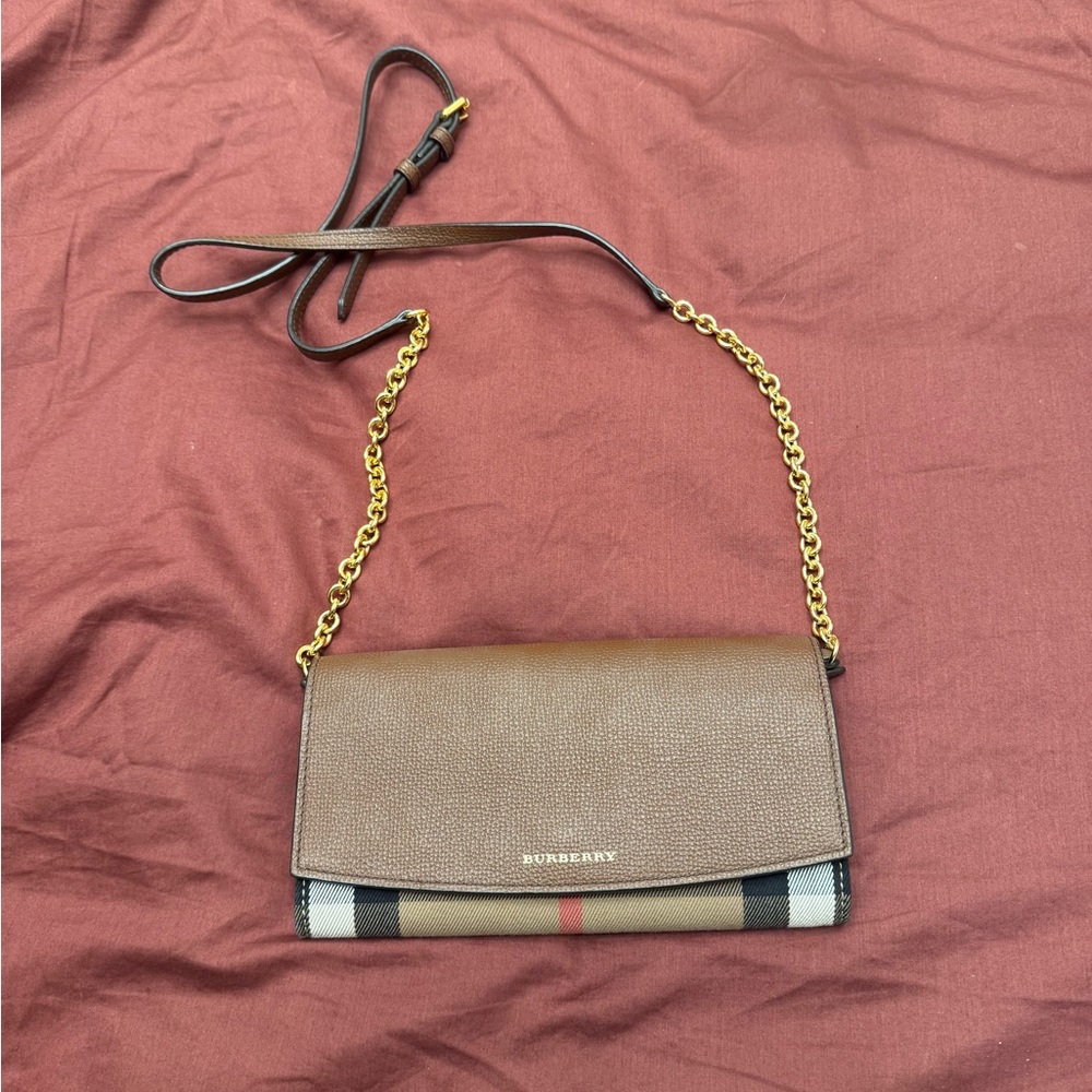 Burberry Brown and Gold Crossbody Bag